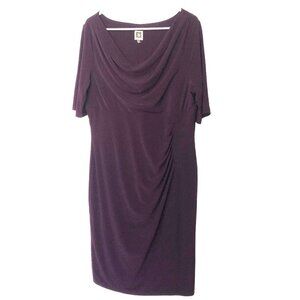Anne Klein Sheath Dress Size 14 Drape Collar Stretch Cocktail Party Dinner